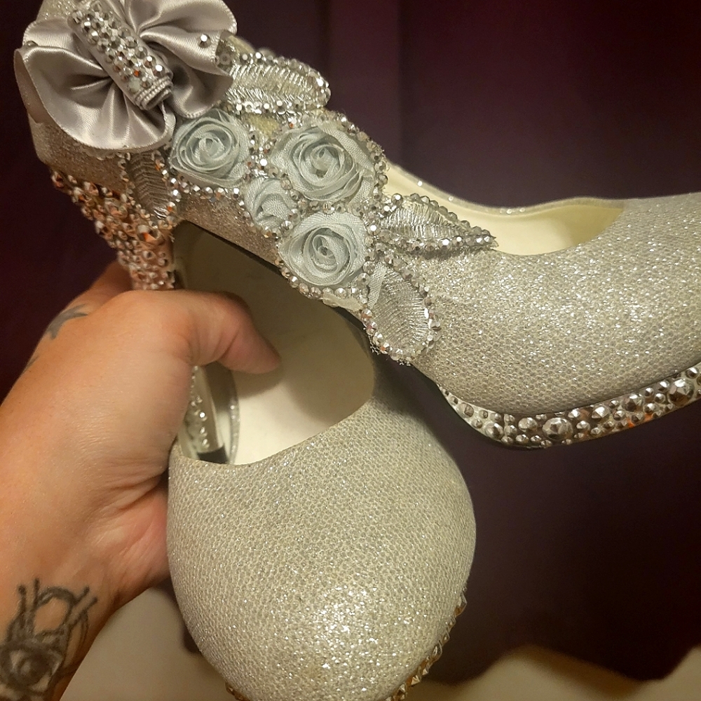 Silver Sparkle Stilettos
